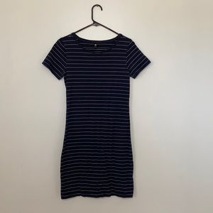 Size S Navy/white stripe dress from Hema.